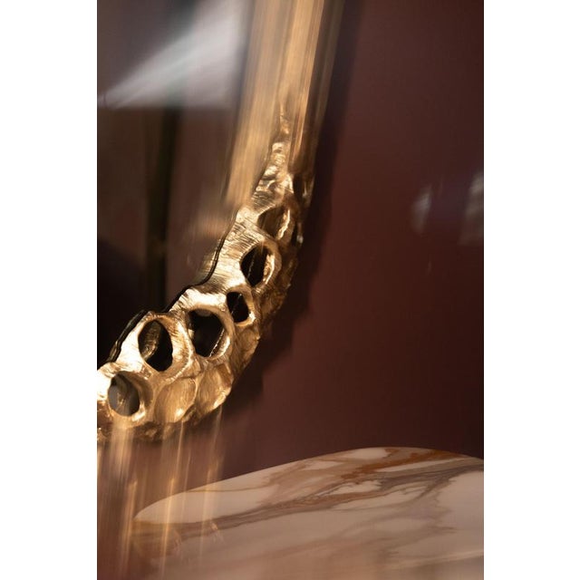 Gold Lotus Brass Wall Mirror by Maeve For Sale - Image 8 of 10