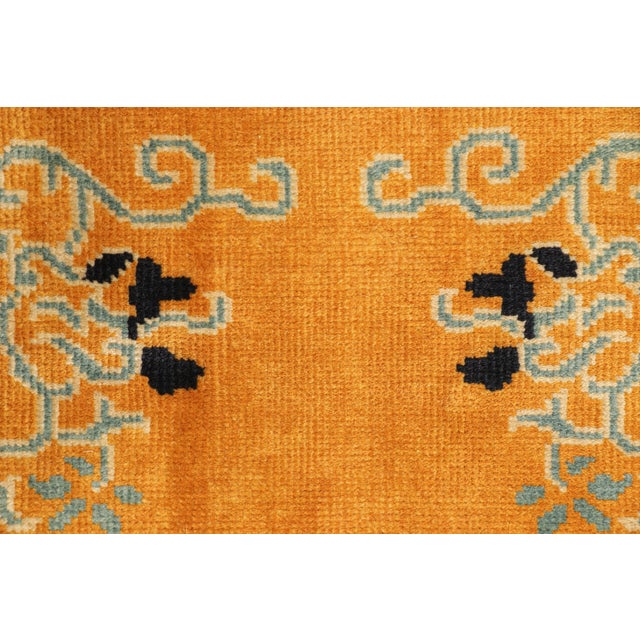 Art Deco Rug & Kilim’s Chinese Art Deco Style Rug in Gold Open Field With Floral Patterns For Sale - Image 3 of 7