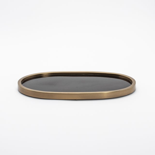 Oval Tray in Pen Shell With Bronze Patina Brass by Kifu Paris For Sale In Los Angeles - Image 6 of 8