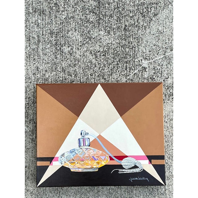 Vintage Bottle Original Oil Painting on Canvas For Sale - Image 4 of 12