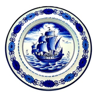 1930s Villeroy & Boch Dresden Made in Germany Delft Wall Plate For Sale