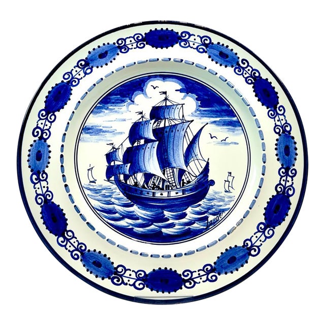 1930s Villeroy & Boch Dresden Made in Germany Delft Wall Plate For Sale