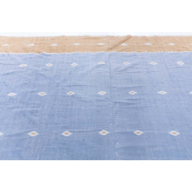 Doris Leslie Blau Vintage Indian Dhurrie Cream Beige Flatweave Cotton Carpet For Sale - Image 11 of 11