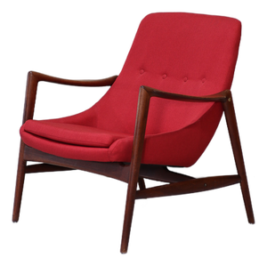 Armchair in Teak and Red Upholstery by Rastad & Relling for Dokka Möbler, Norway, 1950s
