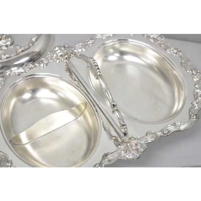 Vintage Sheffield Silver Plated Victorian Double Buffet Serving Dish Platter For Sale - Image 14 of 18