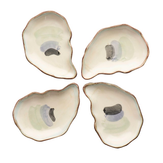 Seaside Oyster Plates, Small, Set of 4 For Sale - Image 4 of 4