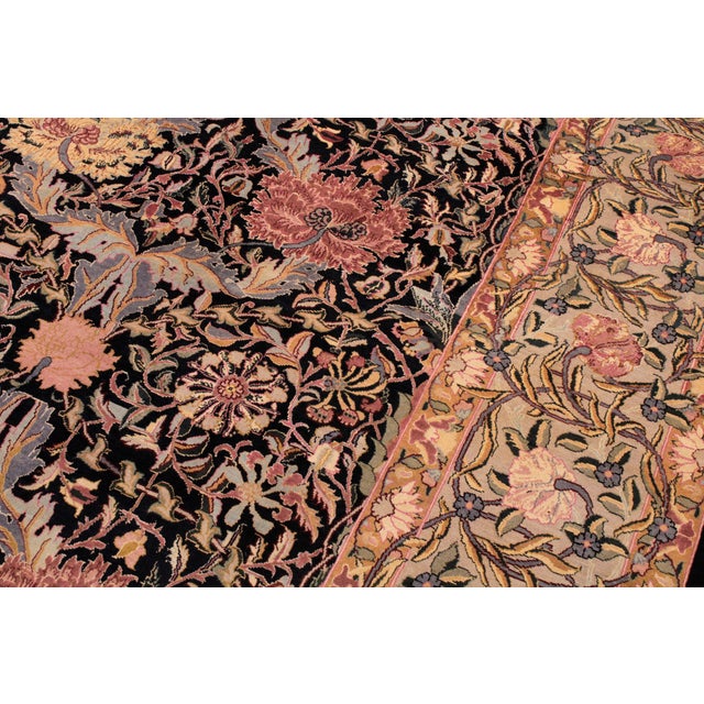 1990s William Morris Pak-Persian Black/Taupe Wool Rug - 9'1'' X 11'9'' For Sale - Image 5 of 9