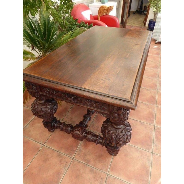 Brown 18th Century Carved Georgian Country Oak Library Table, 1780 For Sale - Image 8 of 14