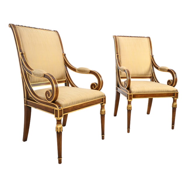 Karges Furniture Louis XVI–Style Dining Armchairs With Gilt Accents – Pair For Sale