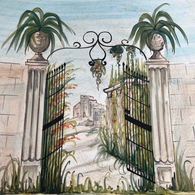 Italian Hand Painted Round Ceramic Wall Plate For Sale - Image 4 of 10