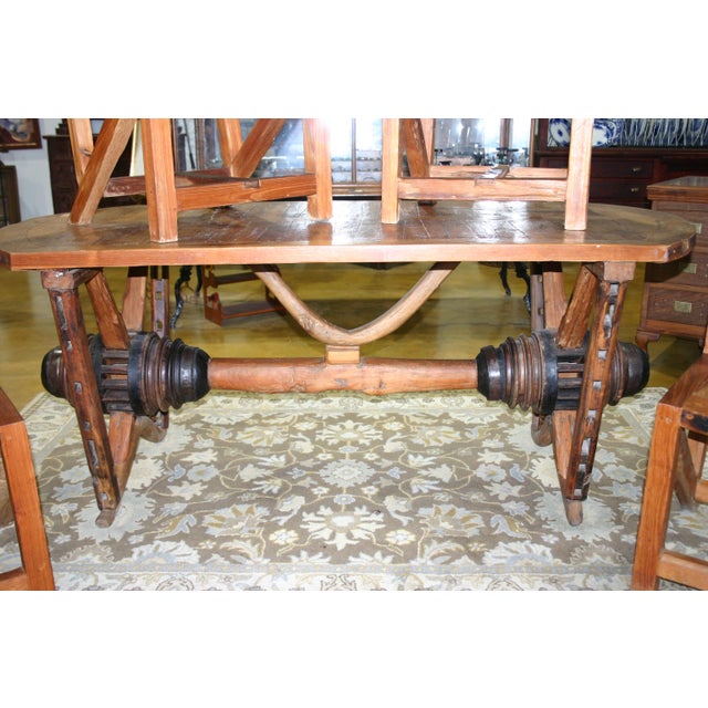 Early 1900s Antique "Ranch Table" Mesquite With Four Chairs - Set of 5 For Sale - Image 4 of 18
