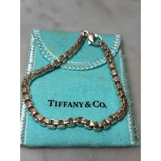 Metal Tiffany & Co. Sterling Silver Venetian Square Link Chain Bracelet 14g For Sale - Image 7 of 7