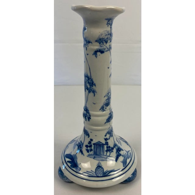 Ceramic Delft Faience Candle Holders From England For Sale - Image 7 of 11