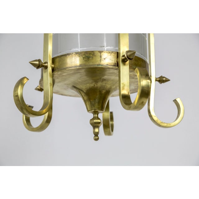 Scroll & Spike Cylindrical Beveled Glass Lantern For Sale - Image 11 of 13