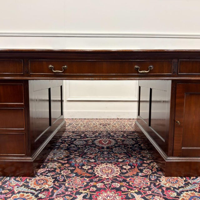 Large English Classic Partner Desk For Sale - Image 10 of 18