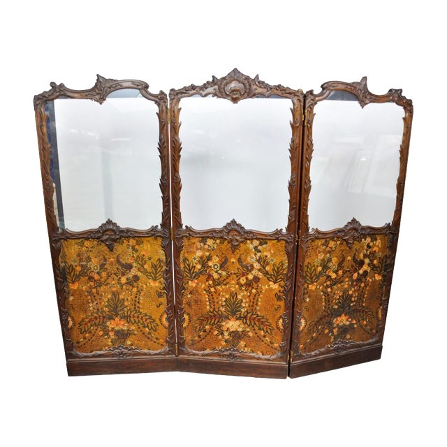 Antique Italianate Victorian Hand Painted Leather Floor Screen Chairish