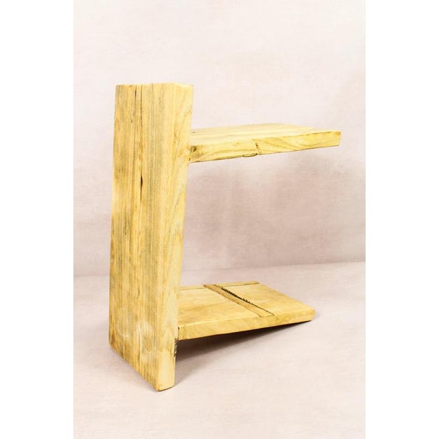 Vintage Rustic Stool in Elm Wood For Sale - Image 4 of 5