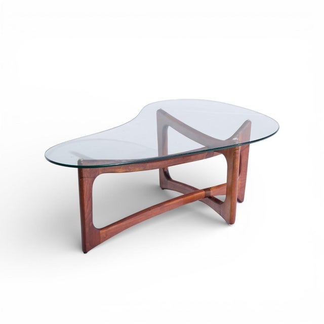 Mid 20th Century Adrian Pearsall for Craft Associates Mid Century Walnut and Glass Coffee Table For Sale - Image 5 of 9