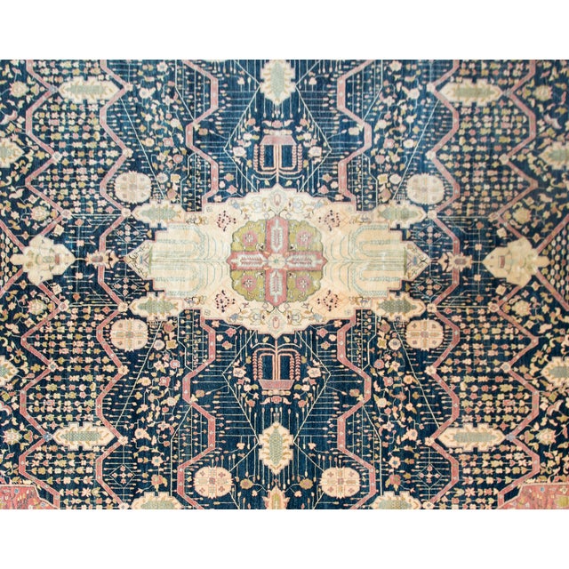 Navy Blue Vintage Indian Sarouk Farahan-Style Rug For Sale - Image 8 of 16