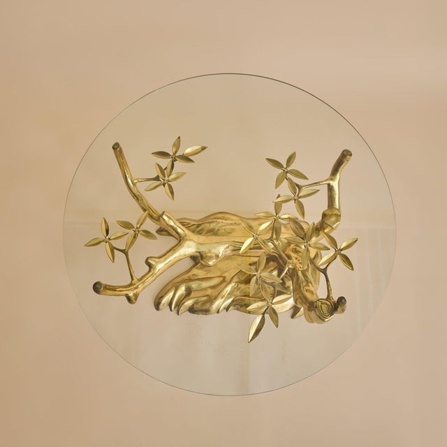 Belgian Brass Bonsai Round Glass Top Coffee Table by Willy Daro No. 01, 1970s For Sale - Image 9 of 12