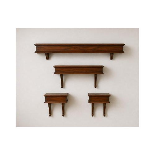 Vintage Wooden Wall Shelves, Set of 4, in Good conditions. Designed 1970 to 1979