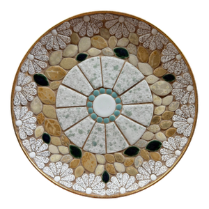 Vintage MCM Mosaic Tile Decorative Plate / Shallow Centerpiece Bowl - 12”