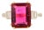14k Gold Art Deco Tourmaline Baguette Diamond Ring Size 5 For Sale