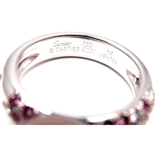 Cartier 18k White Gold Tahitian Pearl Diamond Pink Sapphire Ring For Sale - Image 9 of 10