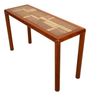 1970s Haslev Danish Modern Teak & Ceramic Tile Console Table