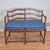 Brown Mid 20th Century French Country Petite Walnut Ladder Back Settee Bench W/ Blue Faux Leather Cushions For Sale - Image 8 of 14
