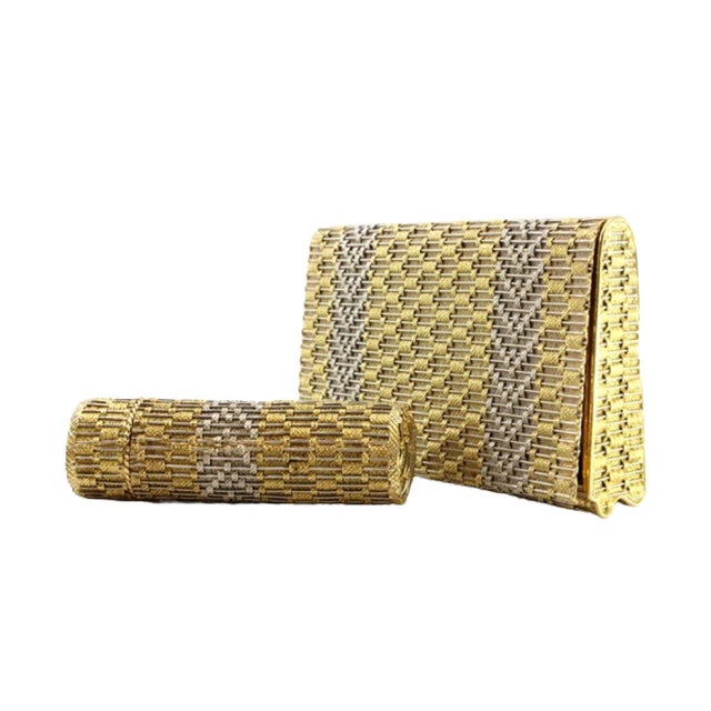 2-Tone Gold Toiletry Box and Lipstick with Mirror and Powder Container by Bucheron For Sale - Image 16 of 16