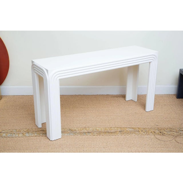 Modern Vintage White Lacquered Wood Rectangle Console and or Sofa Table Restored, 80's For Sale - Image 3 of 11