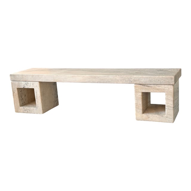 Stone Marble Bench With Square Bases by Robert Kuo For Sale
