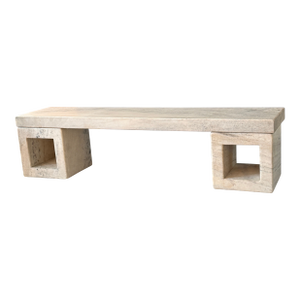 Stone Marble Bench With Square Bases by Robert Kuo