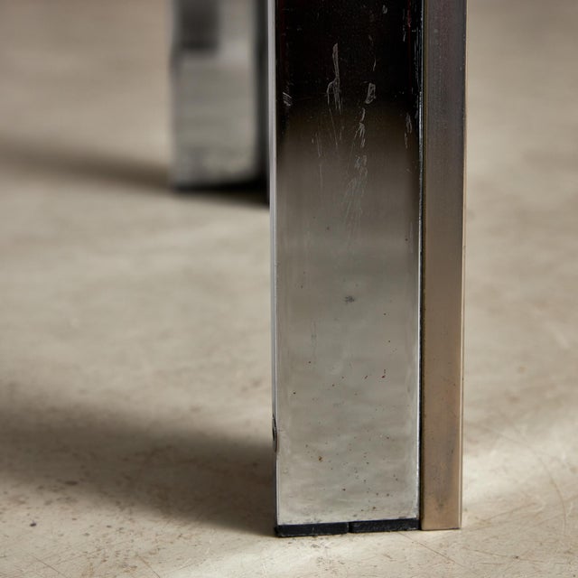 Chrome and Smoked Glass Coffee Table with Golden Stripe, 1970s For Sale - Image 11 of 18