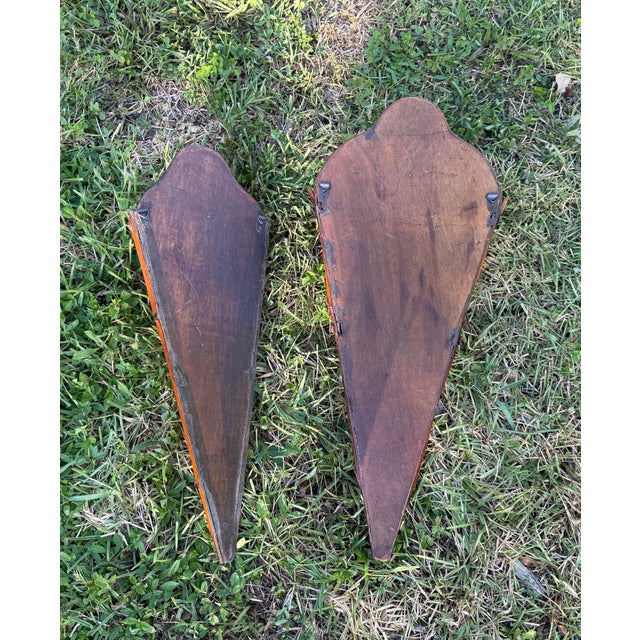 Vintage Sculptural Rattan and Bamboo Wall Pockets, a Coordinated Pair For Sale - Image 10 of 11