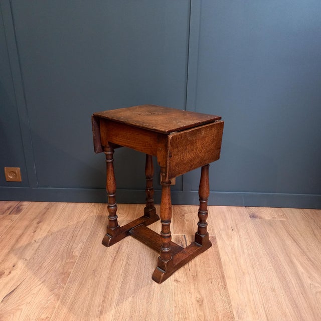 Antique Drop Leaf Joint Stool, 1700s For Sale - Image 11 of 13