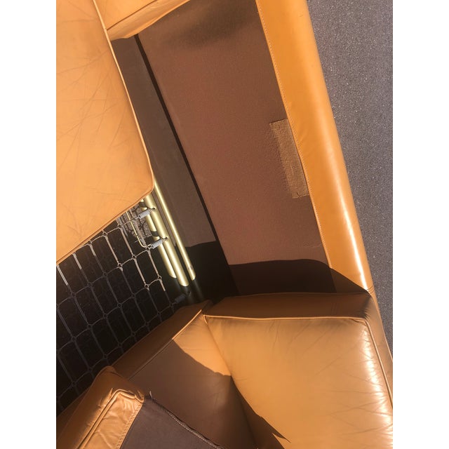 Leather and Brushed Steel Sofa attributed to Jacques Charpentier for Roche Bobois, 1970s For Sale - Image 10 of 11