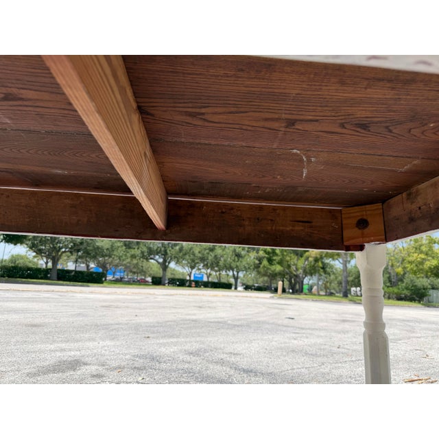 Wood Vintage Farmhouse Dining Table With Turned Legs and Solid Pine Top For Sale - Image 7 of 7