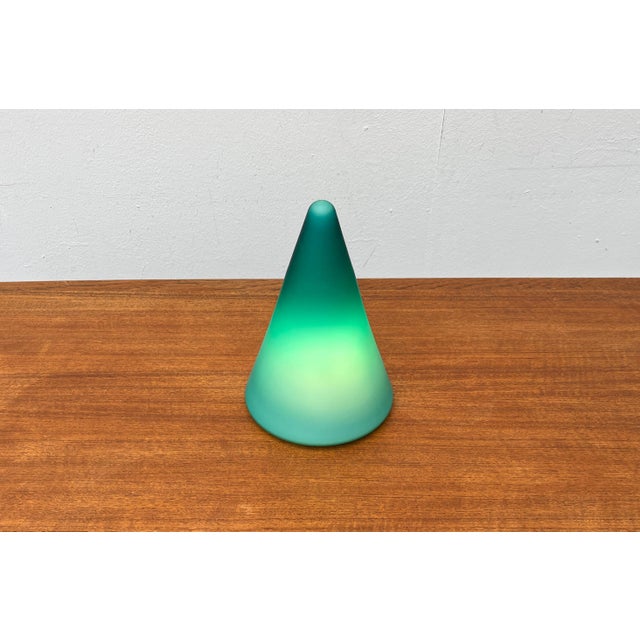 Blue Postmodern Dutch Glass Cone Table Lamp from Mobo Light, Holland, 1980s For Sale - Image 8 of 18
