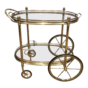 1940s Oval Brass Drinks Trolley by Maison Bagués