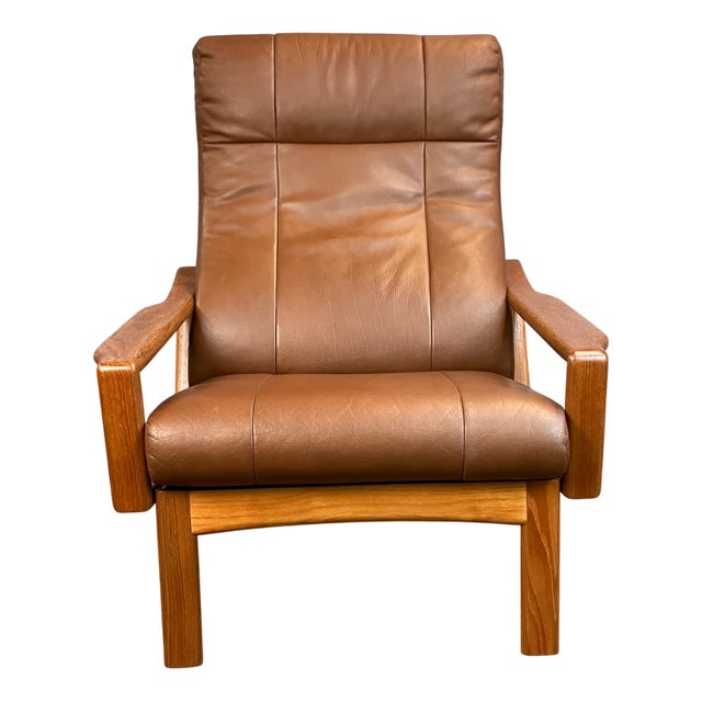 Lounge Chair in Teak and Leather by Grete Jalk for Glostrup, 1960s For Sale