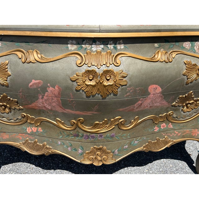 Rococo Decorated Venetian Rococo Bombe Commode For Sale - Image 3 of 9