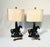 Matching pair of vintage Mid-Century Modern ceramic TV table lamps. These feature a figural design of a mare and colt...