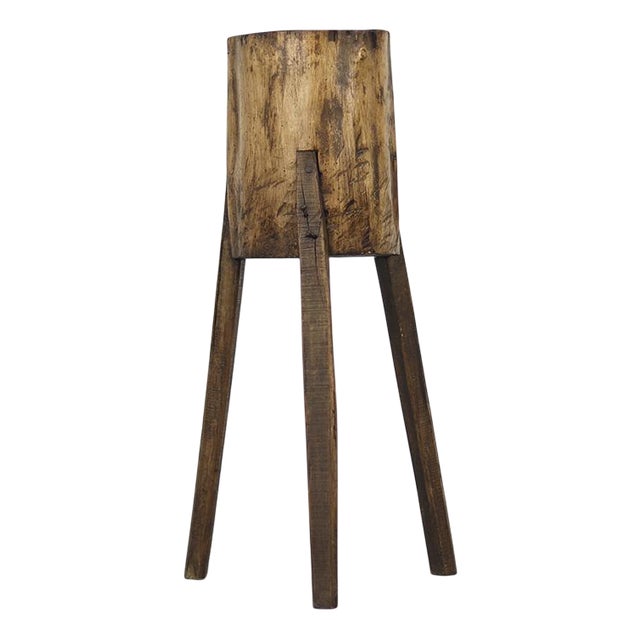 Primitive Wabi Sabi Rustic Farmhouse Chopping Block / Side Table For Sale