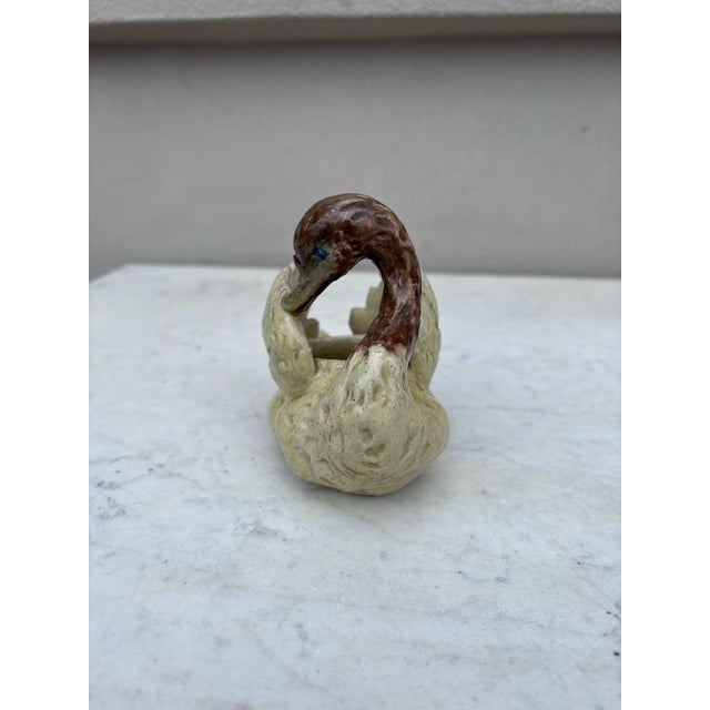 French Country Small French Majolica Swan Jardiniere Circa 1890 For Sale - Image 3 of 5
