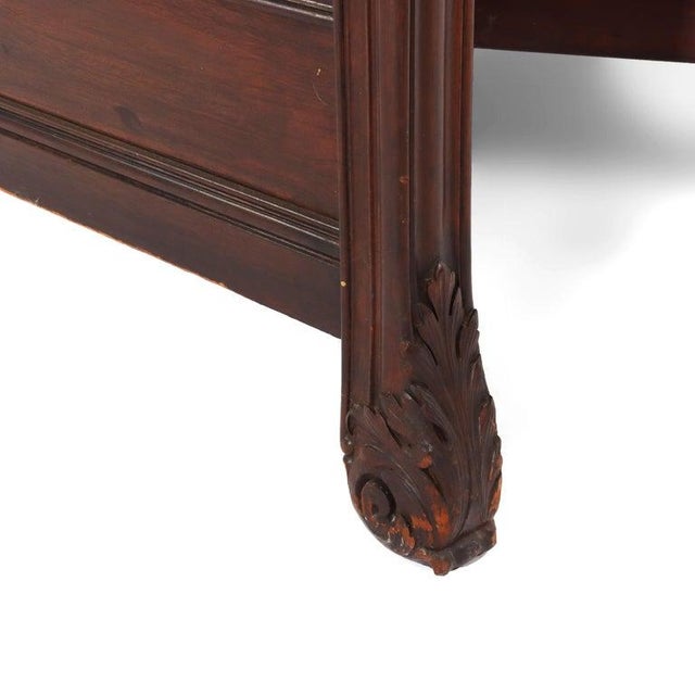 Wood Rj Horner School Carved Mahogany Queen Size Bed Head & Foot Boards Circa 1890 For Sale - Image 7 of 10