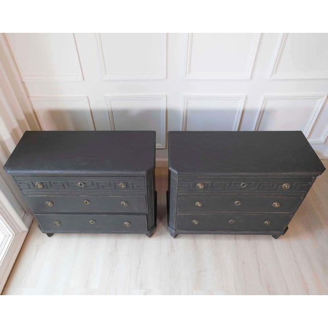 Pair of Swedish 19th Century Painted Chests of Drawers, c. 1850 For Sale - Image 4 of 11