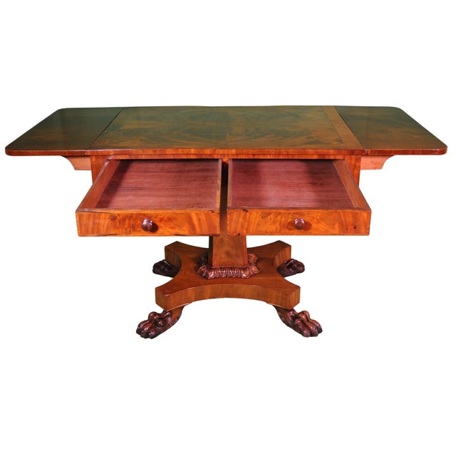 Empire Game Table with Drawers and Claw Feet, 1840 For Sale - Image 11 of 12