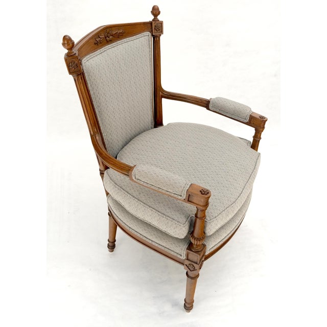 Wood Pair of Directoire Style Acorn Finials Solid Cherry Open Arm Lounge Chairs MINT! For Sale - Image 7 of 16